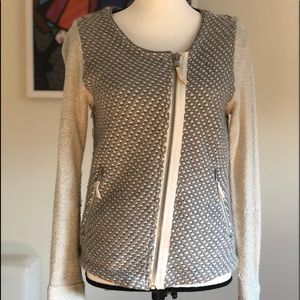 Gray & Cream Fringe Knit Jacket